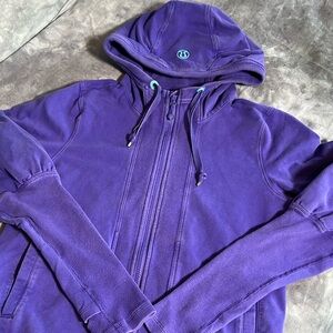 Lululemon Distressed Full Zip Hoodie, Thumb Holes, approximate size 8